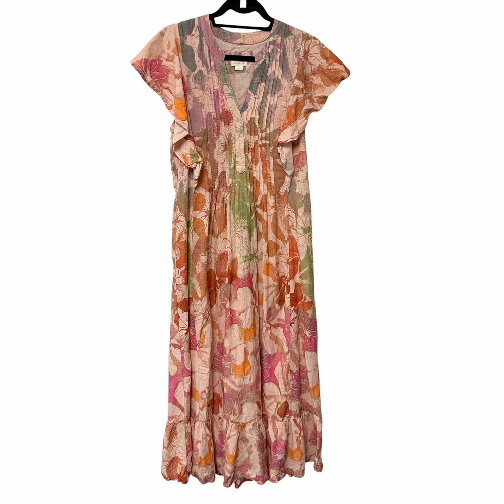 Anthropologie Maeve The Cassandra Maxi Dress Peach Floral Print Womens Small - Picture 2 of 7